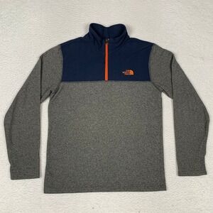 The North Face 1/4 Zip Fleece Pullover Boys XL 18/20 Gray Navy 100% Polyester